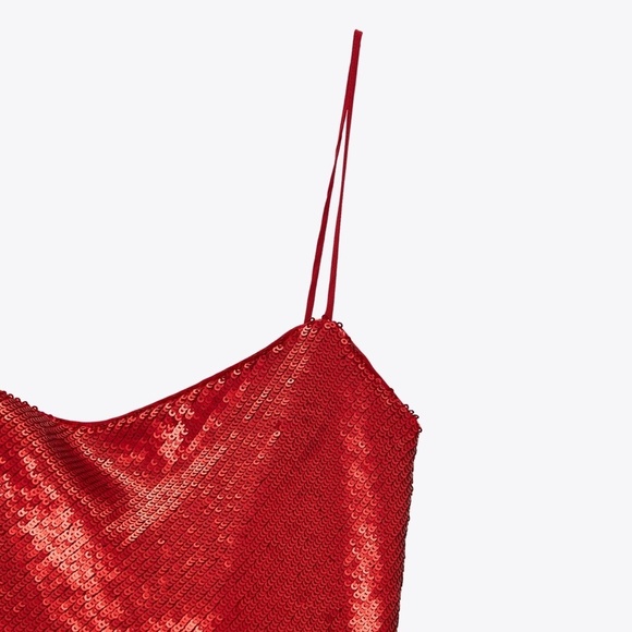 ZARA Red Sequin Mini Dress BNWT - Picture 6 of 7
